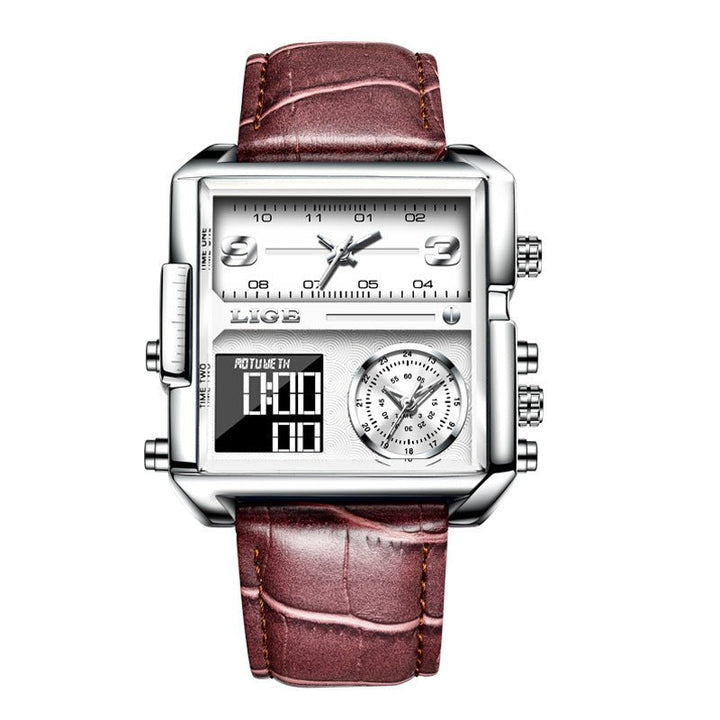 Lige New Electronic Quartz Dual Display Watch Men's Waterproof Watch Multi-Function Electronic Watch Quartz Watch