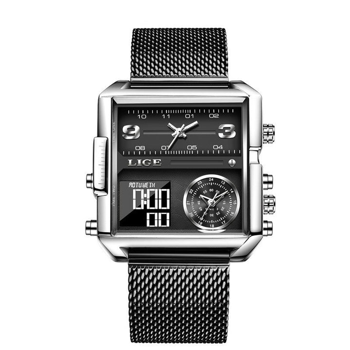Lige New Electronic Quartz Dual Display Watch Men's Waterproof Watch Multi-Function Electronic Watch Quartz Watch