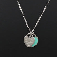 Love Double Heart Enamel Ladie FOREVER LOVE Stainless Steel Necklace Drift Bottles Jewelry Wholesale Gift For Women