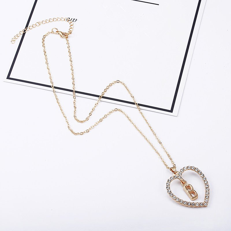 Love Heart Necklaces and Pendants Double Rhinestone Choker Necklace for Women Statement Jewelry