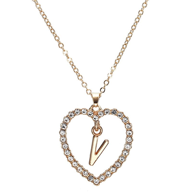 Love Heart Necklaces and Pendants Double Rhinestone Choker Necklace for Women Statement Jewelry