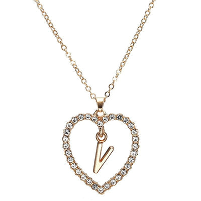 Love Heart Necklaces and Pendants Double Rhinestone Choker Necklace for Women Statement Jewelry