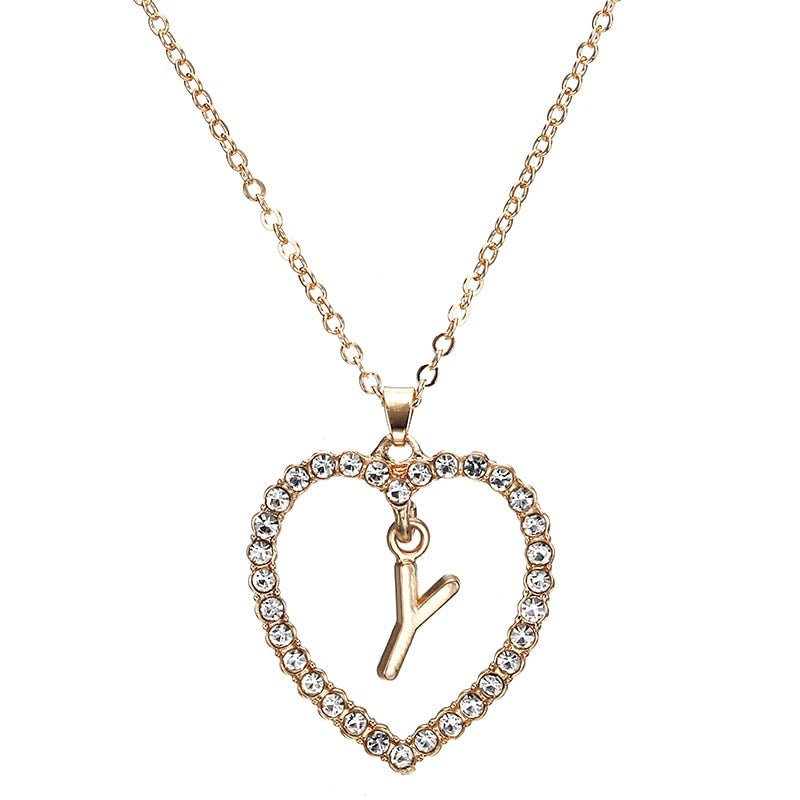 Love Heart Necklaces and Pendants Double Rhinestone Choker Necklace for Women Statement Jewelry