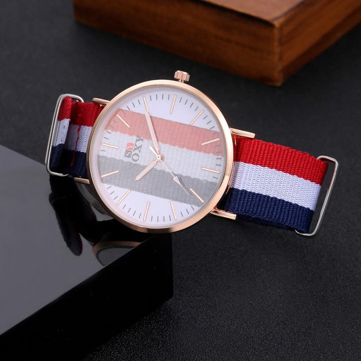 Lovers' Watch Luxury Gold Watch Men Women Watches Nylon Strap Wrist Watch