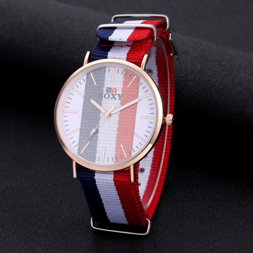 Lovers' Watch Luxury Gold Watch Men Women Watches Nylon Strap Wrist Watch