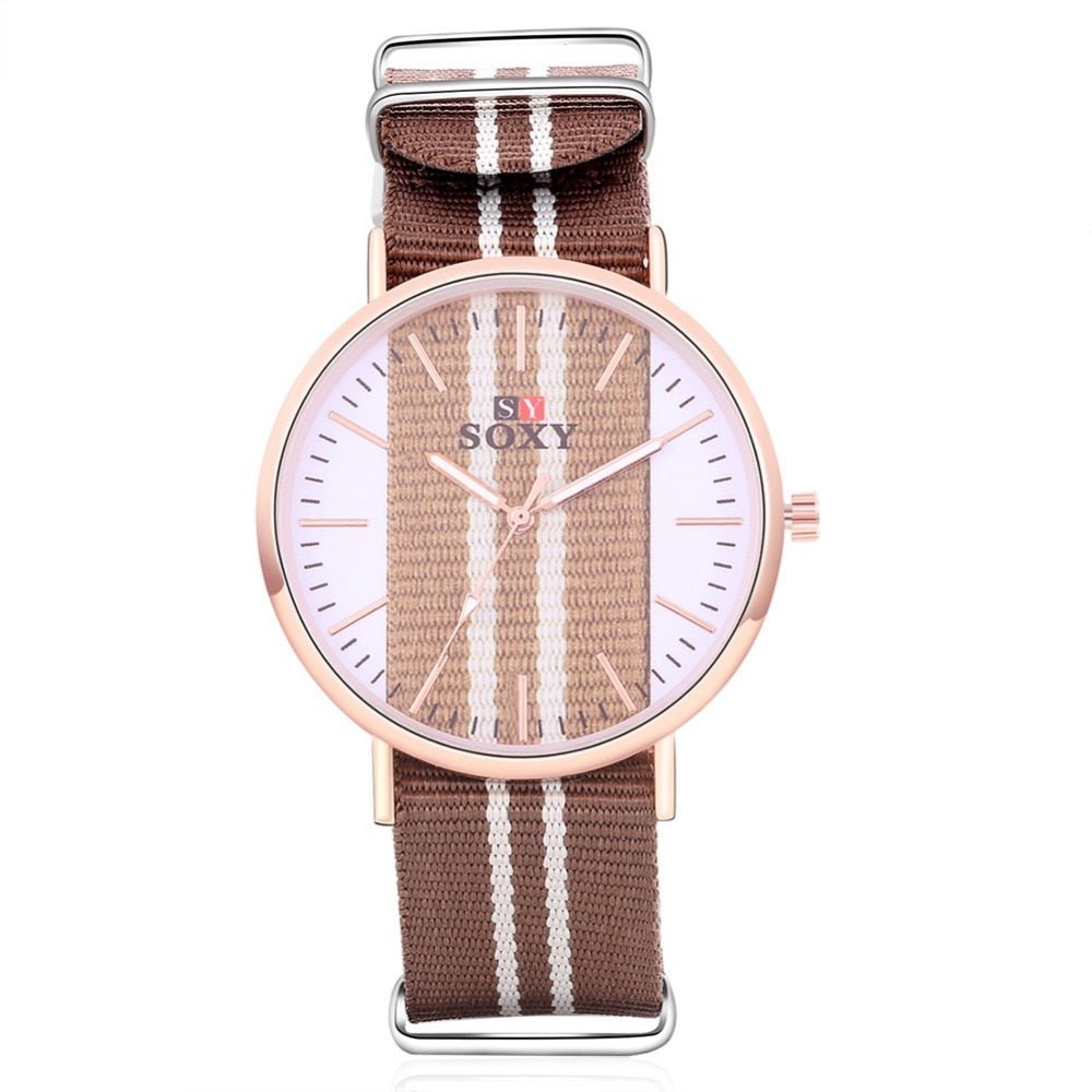 Lovers' Watch Luxury Gold Watch Men Women Watches Nylon Strap Wrist Watch