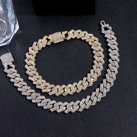 Luxurious Rhinestone Encrusted Cuban Chain Bracelets for Men and Women Durable Statement Jewelry