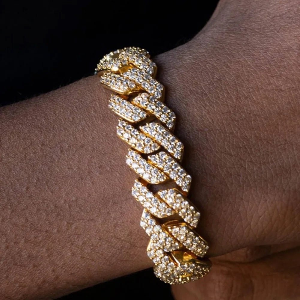 Luxurious Rhinestone Encrusted Cuban Chain Bracelets for Men and Women Durable Statement Jewelry