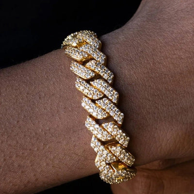 Luxurious Rhinestone Encrusted Cuban Chain Bracelets for Men and Women Durable Statement Jewelry