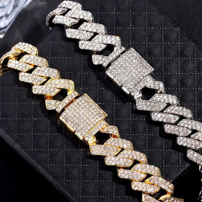 Luxurious Rhinestone Encrusted Cuban Chain Bracelets for Men and Women Durable Statement Jewelry
