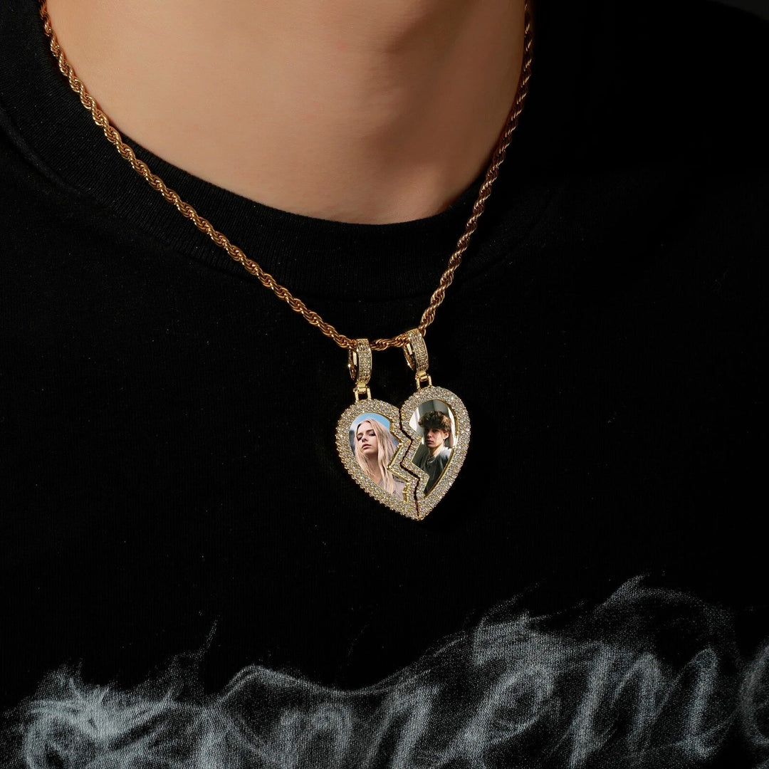 Magnet Broken Heart Pendant Necklace