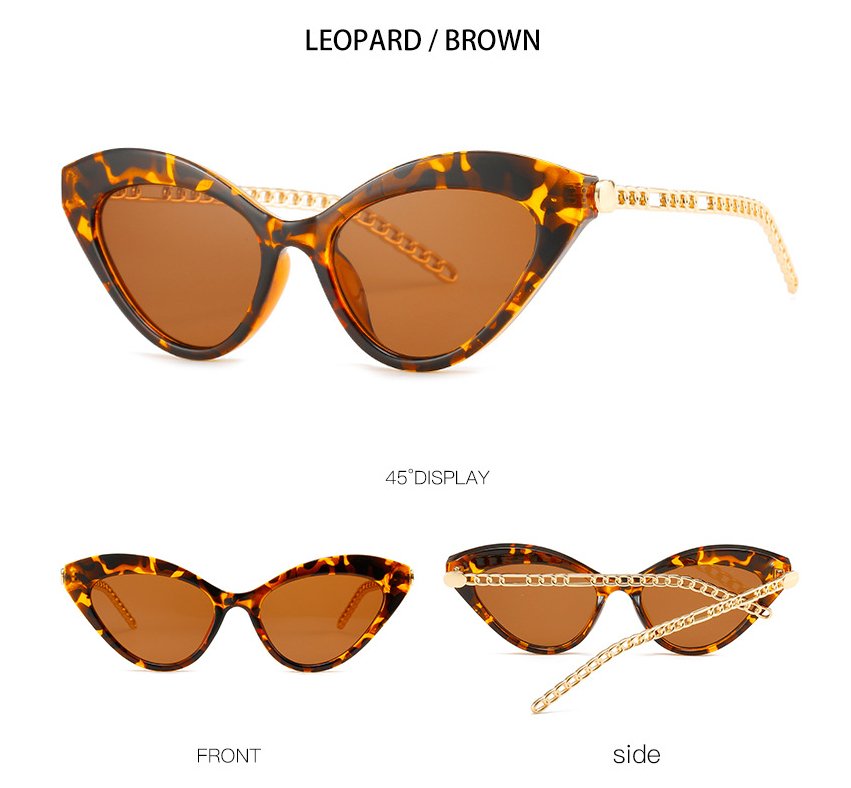 Vibrant Retro Cat Eye Sunglasses with Metal Chain for Men and Women - UV400 Protection