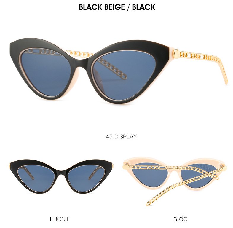 Vibrant Retro Cat Eye Sunglasses with Metal Chain for Men and Women - UV400 Protection