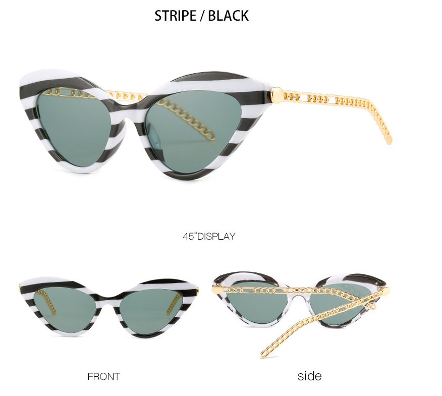 Vibrant Retro Cat Eye Sunglasses with Metal Chain for Men and Women - UV400 Protection