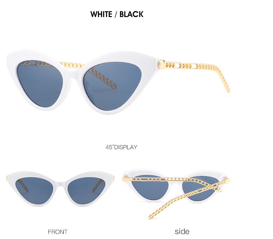 Vibrant Retro Cat Eye Sunglasses with Metal Chain for Men and Women - UV400 Protection