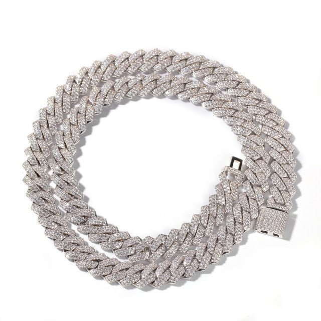 Men 13mm Micro Pave Prong Cuban Chain Necklaces in