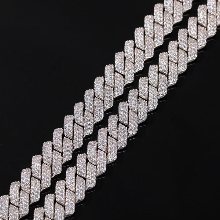 Men 13mm Micro Pave Prong Cuban Chain Necklaces in