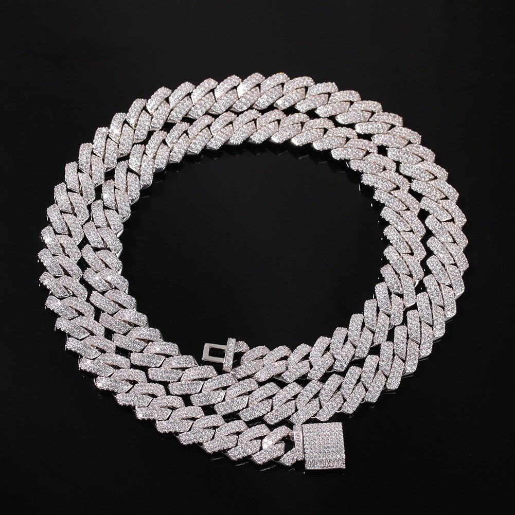 Men 13mm Micro Pave Prong Cuban Chain Necklaces in