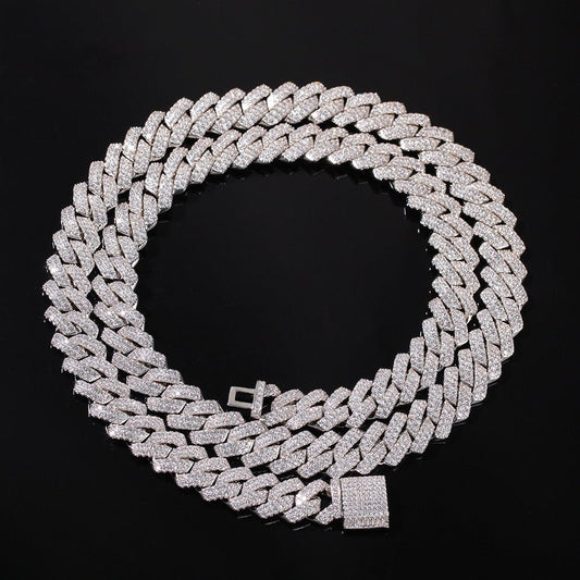Men 13mm Micro Pave Prong Cuban Chain Necklaces in