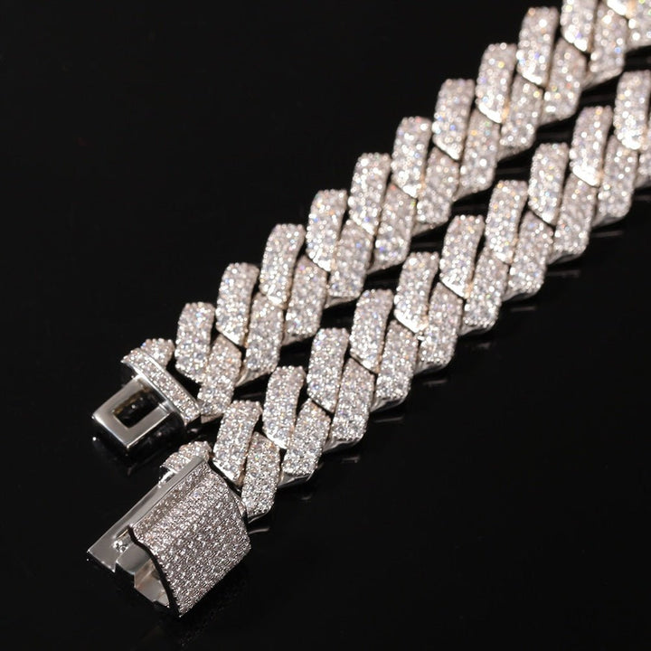 Men 13mm Micro Pave Prong Cuban Chain Necklaces in