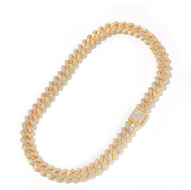Men 13mm Micro Pave Prong Cuban Chain Necklaces in