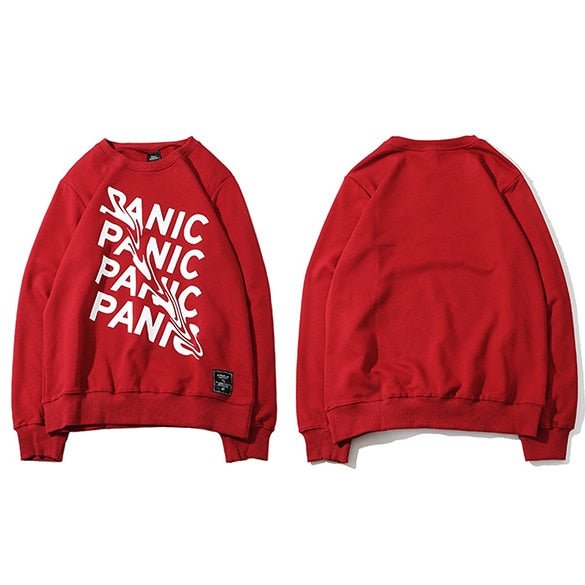 Men's Urban Panic Hip Hop Letter Print Sweatshirt for Trendy Street Fashion