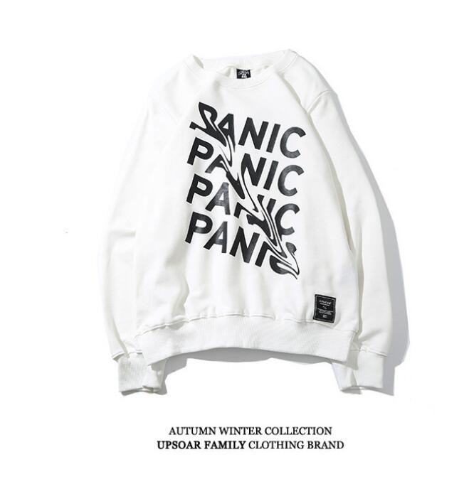 Men's Urban Panic Hip Hop Letter Print Sweatshirt for Trendy Street Fashion