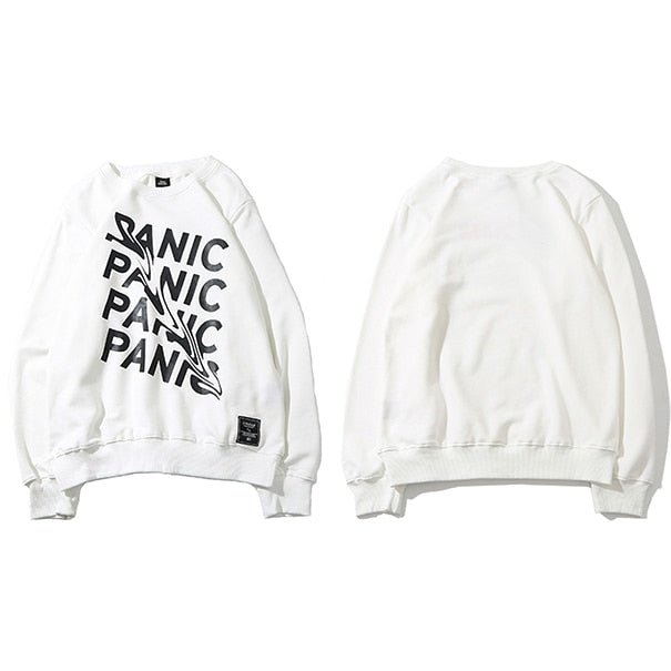 Men's Urban Panic Hip Hop Letter Print Sweatshirt for Trendy Street Fashion