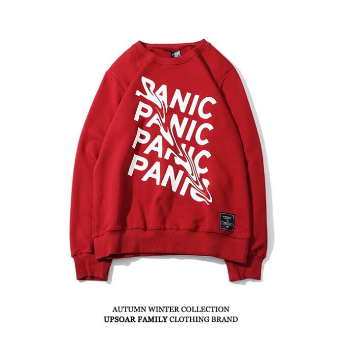 Men's Urban Panic Hip Hop Letter Print Sweatshirt for Trendy Street Fashion