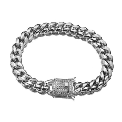 Men's Hip Hop Jewelry Set Stainless Steel Gold Miami Cuban Curb Chain Necklace And Bracelet 8mm 10mm 12mm 14mm