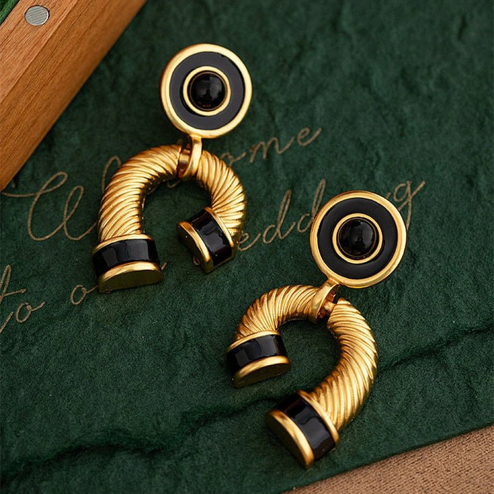 Metal Drop Glaze Retro Style Women's Earrings