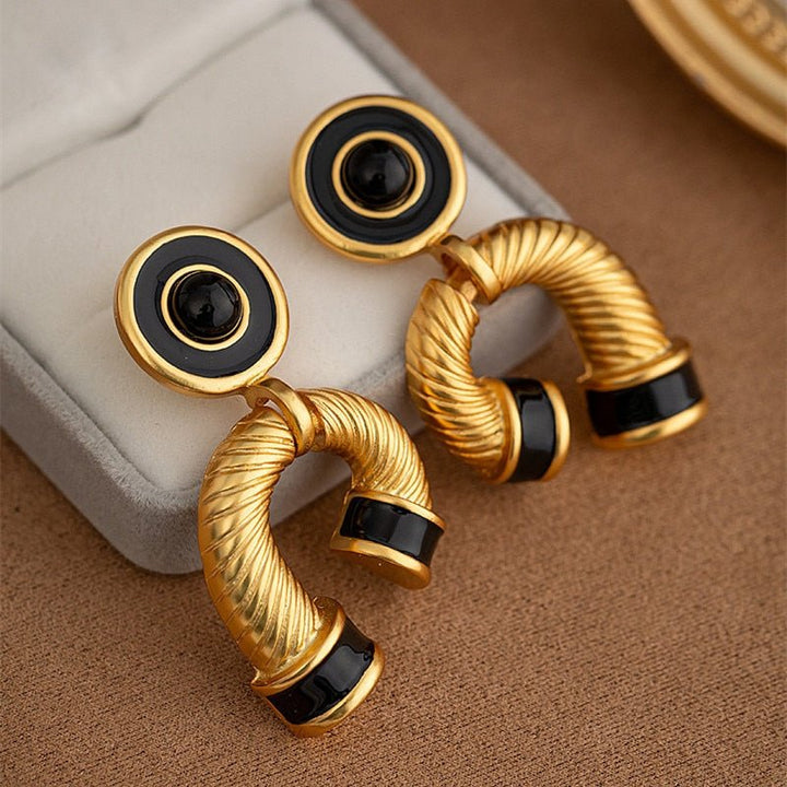 Metal Drop Glaze Retro Style Women's Earrings