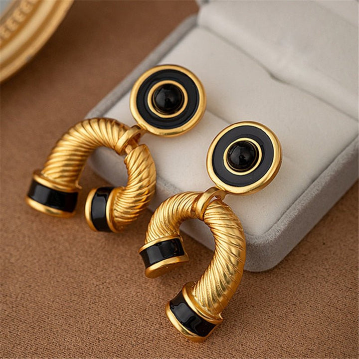 Metal Drop Glaze Retro Style Women's Earrings