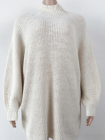 Sophisticated Mock Neck Sweater Dress with Trendy Dropped Shoulders