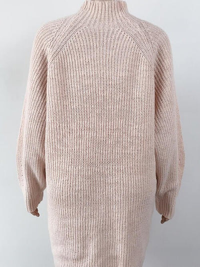 Sophisticated Mock Neck Sweater Dress with Trendy Dropped Shoulders