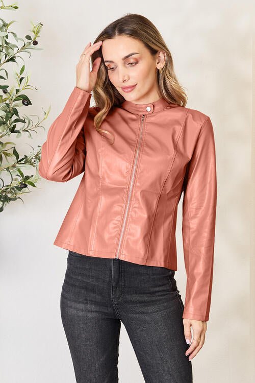 Chic Mock Neck Zip Jacket for Effortless Style and Comfort