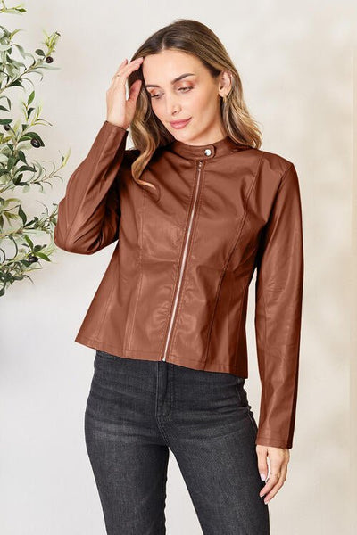 Chic Mock Neck Zip Jacket for Effortless Style and Comfort