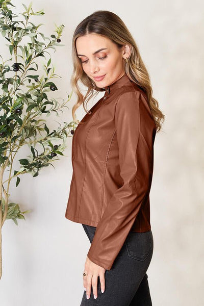 Chic Mock Neck Zip Jacket for Effortless Style and Comfort