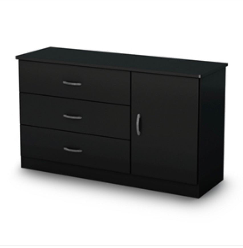 Modern 3-Drawer Dresser Wardrobe Chest with Storage Shelf in Black