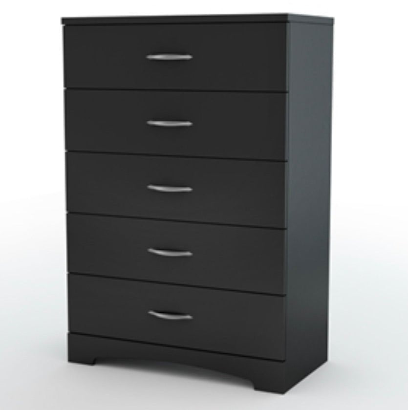 Modern 5-Drawer Chest in Black Finish