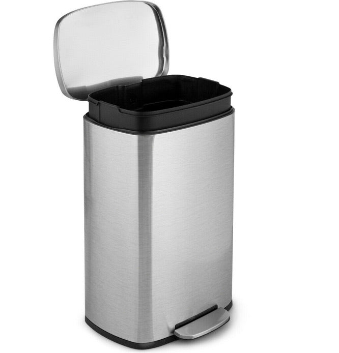 Modern Dual Compartment 16-Gallon Trash Can Recycle Bin with Step Pedal Design