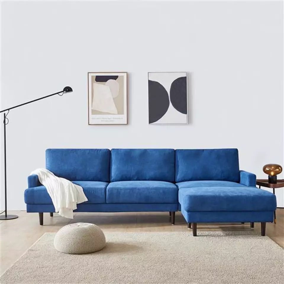 Modern Fabric Sofa L shape, 3 Seater with Ottoman-104"