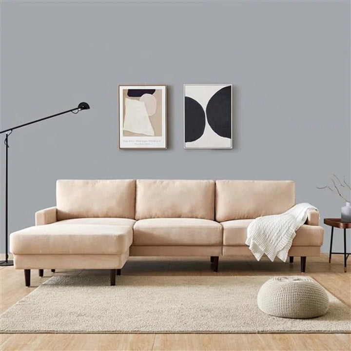 Modern Fabric Sofa L shape, 3 Seater with Ottoman-104"