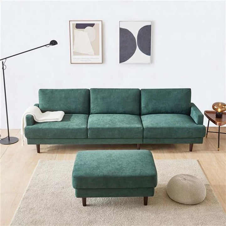 Modern Fabric Sofa L shape, 3 Seater with Ottoman-104"