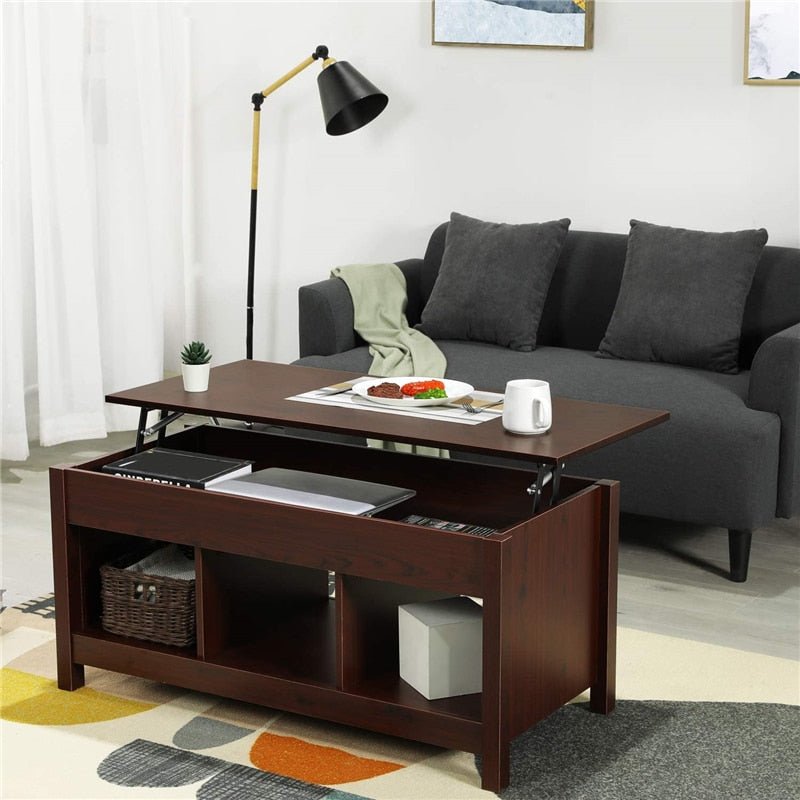 Modern Living Room Office Lift Top Coffee Table W/ Hidden Storage Compartment & Shelf Lift Tabletop Dining Table for Reception