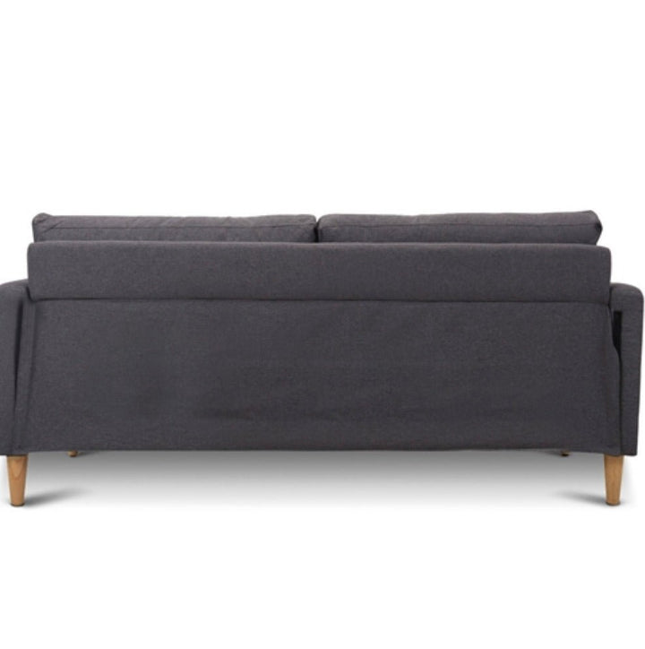 Modern Mid-Century Style Grey Fabric Sofa with Wood Legs