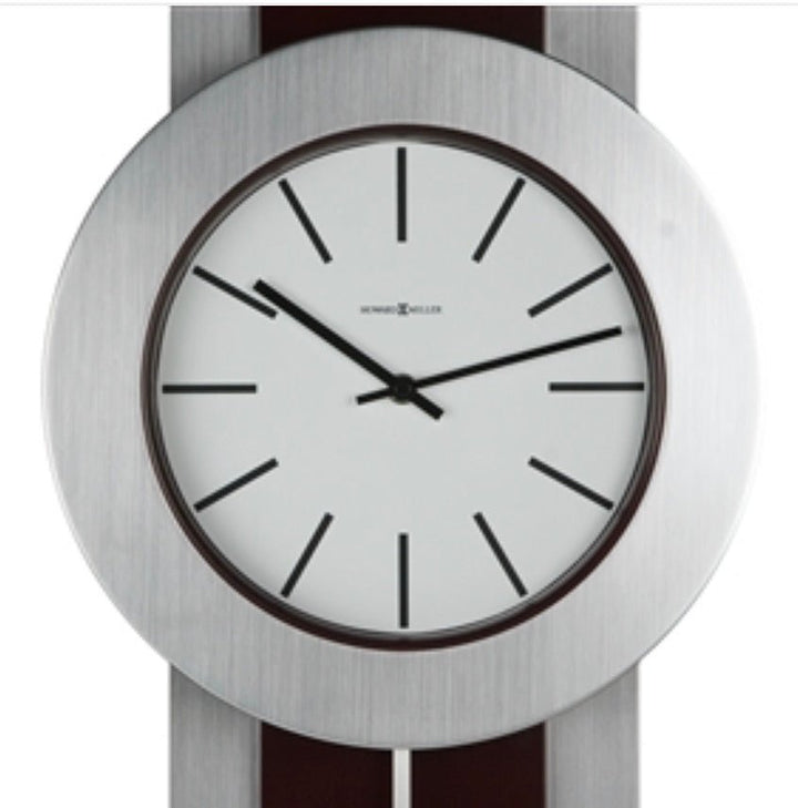 Modern Pendulum Style Wall Clock in Dark Merlot Cherry & Nickel