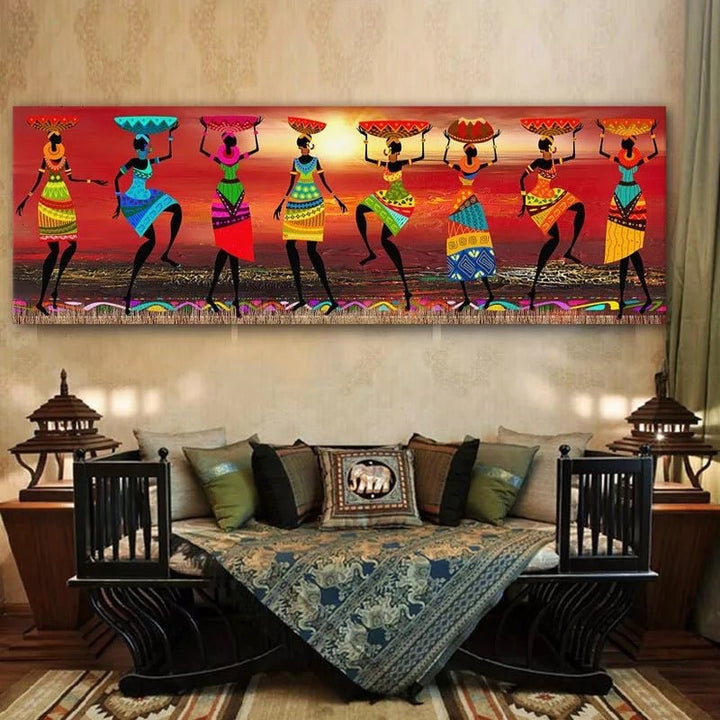 Modern Spray Paintings African Women Dance Picture Print Canvas (No Frame)