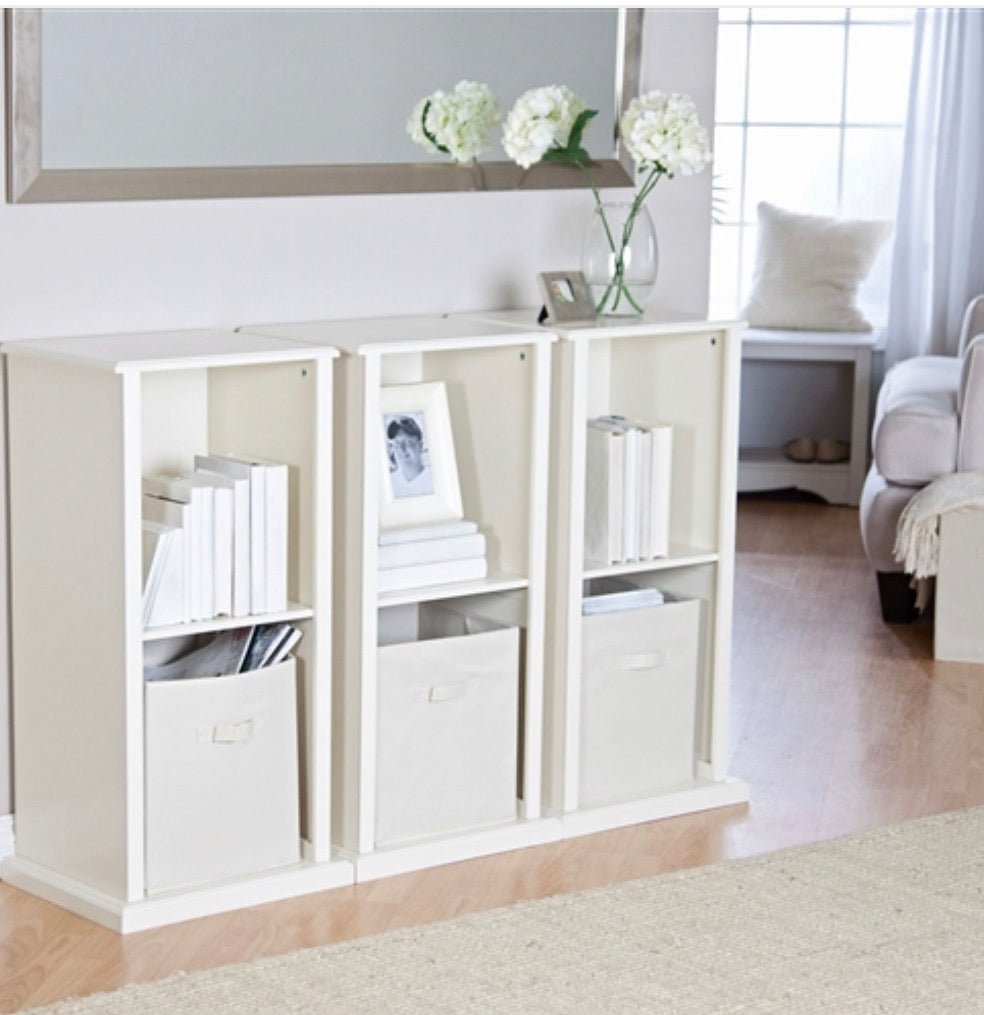 Modern Stacking Storage Unit Vertical Bookcase Bookshelf in Vanilla White Finish