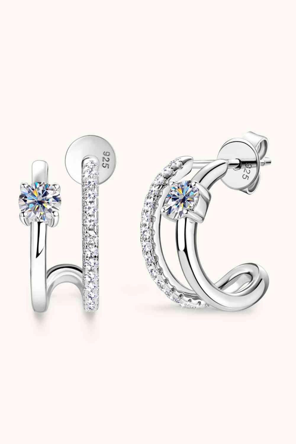 Moissanite 925 Sterling Silver C-Hoop Earrings for Elegance